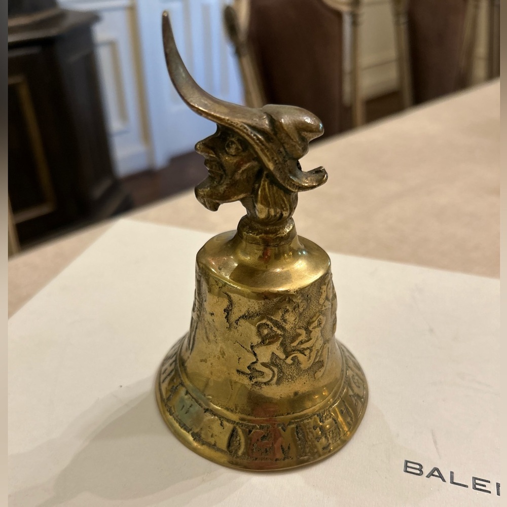 Vintage Brass Bell French Cavalier with Engraving